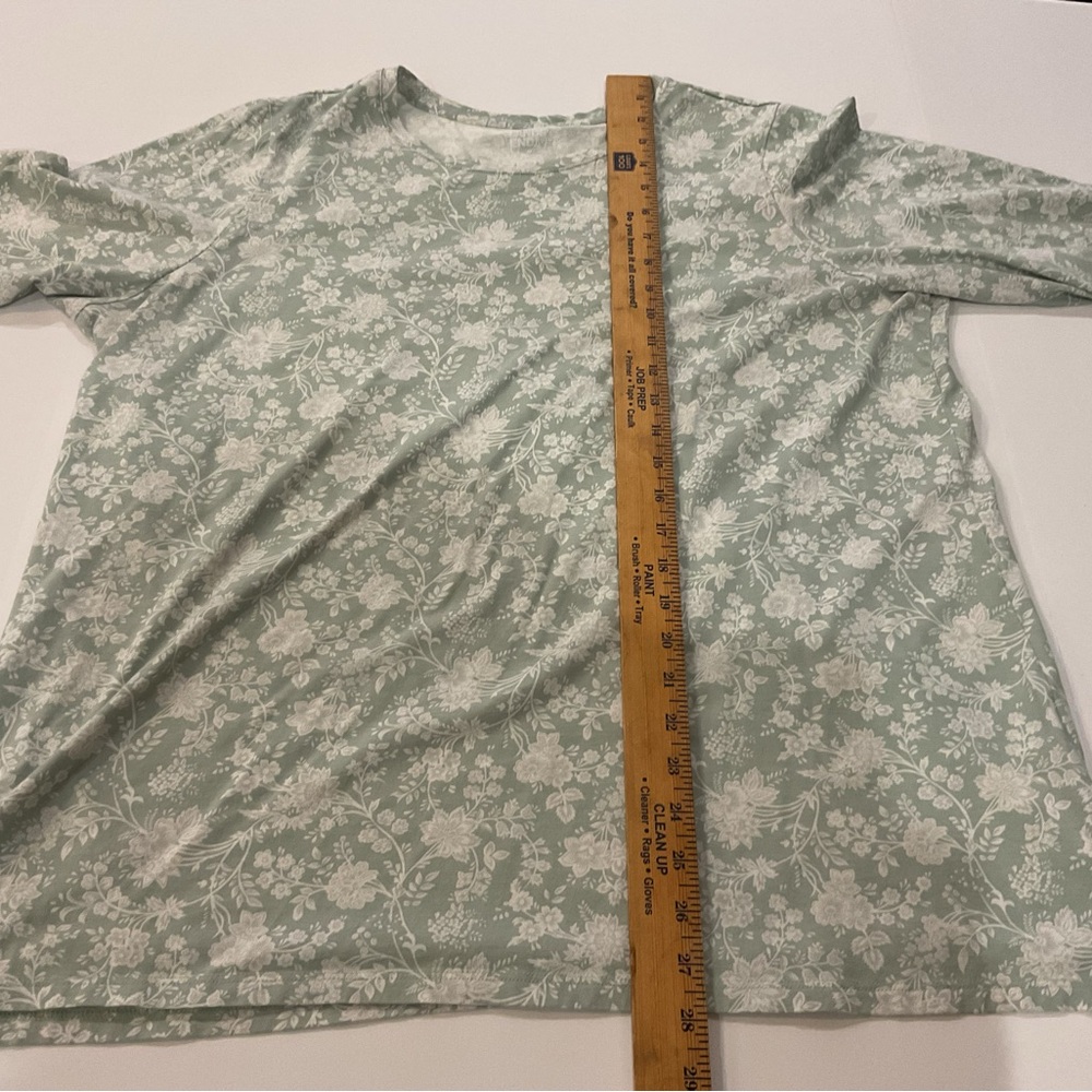 Lands' End Mint Green Floral 3/4 Sleeve Tunic Top - Picture 5 of 6